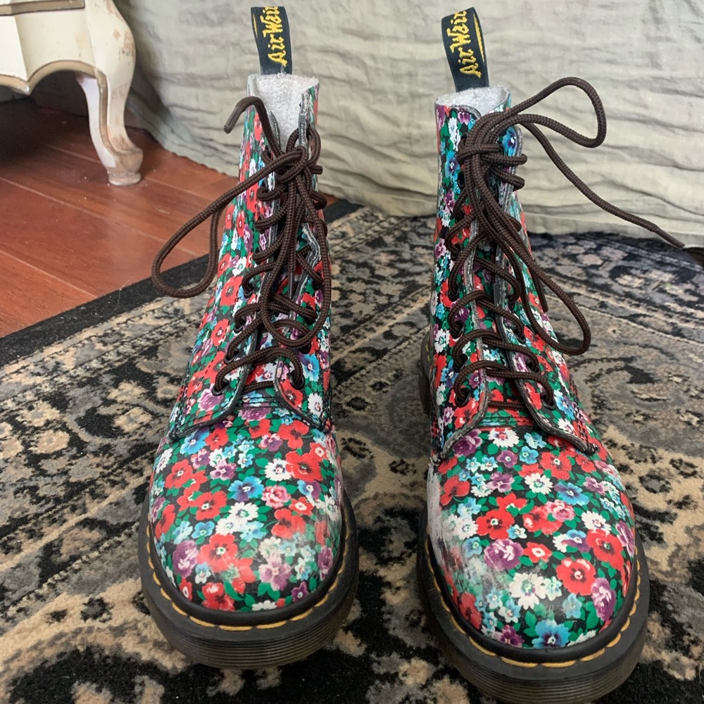 Dr. Martens Multicolor Floral Combat Boots